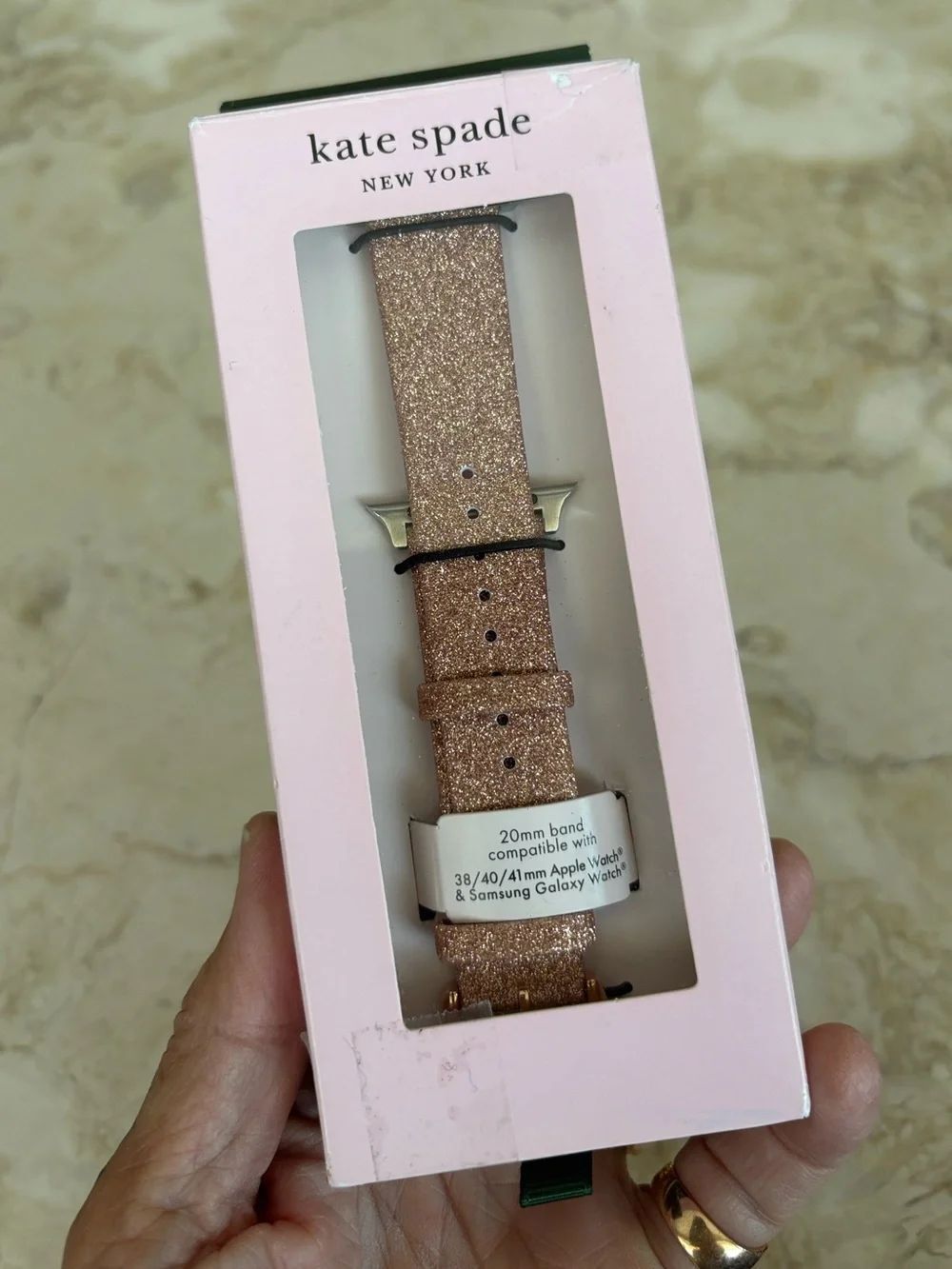 NWT Kate Spade New York Rose Gold Glitter Apple Watch Band 38/40/41mm